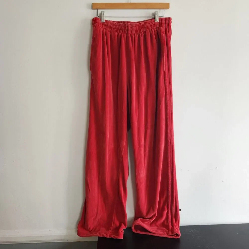 Adidas Y2K 02 red velour tracksuit set Jacket & Pants Size M vintage streetwear